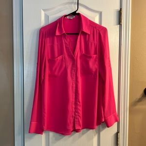 Hot pink like-new button down blouse